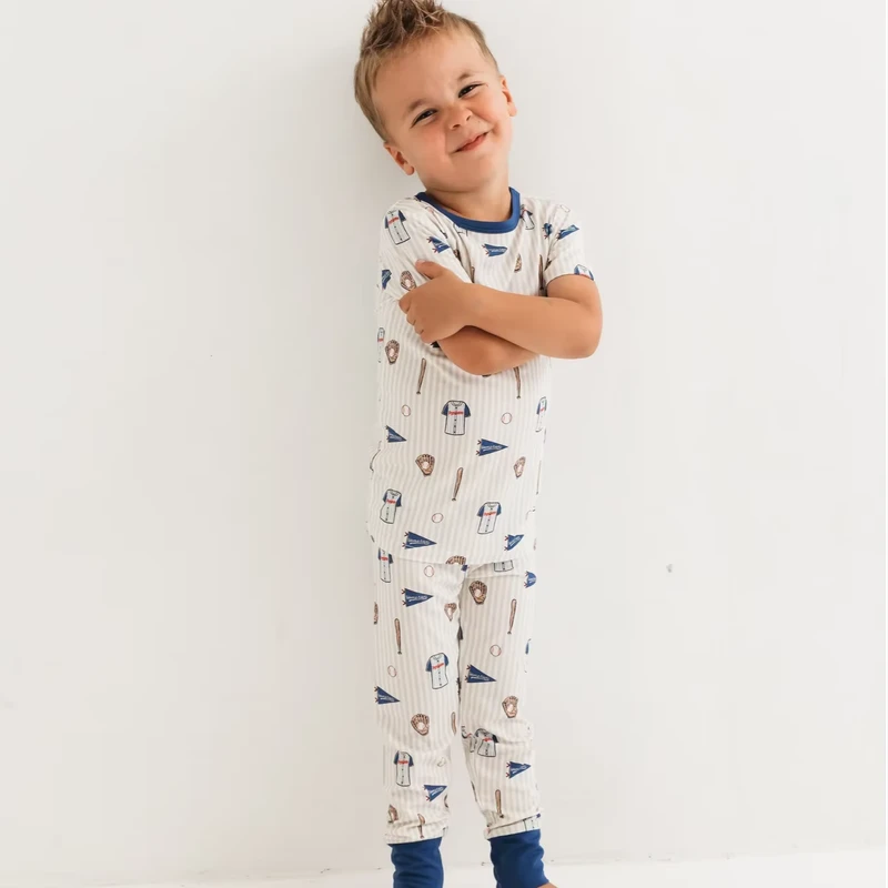 CHINEE Baby Clothes Breathable 2 Piece Bamboo Kids Pajama Set Custom Girls Sleepwears Kids Bamboo Pajamas