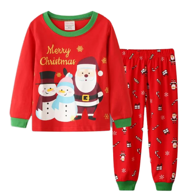 CHINEE Baby Clothes Set Cotton Boys Christmas Pajamas Children's Sleepwear Cartoon Reindeer Girls Xmas Pajama Sets