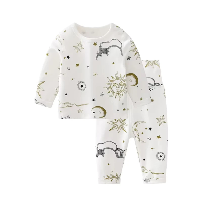 CHINEE Baby Clothes Sets Long Sleeves Unisex Baby Bamboo Kids Pajama 2 Pcs Set