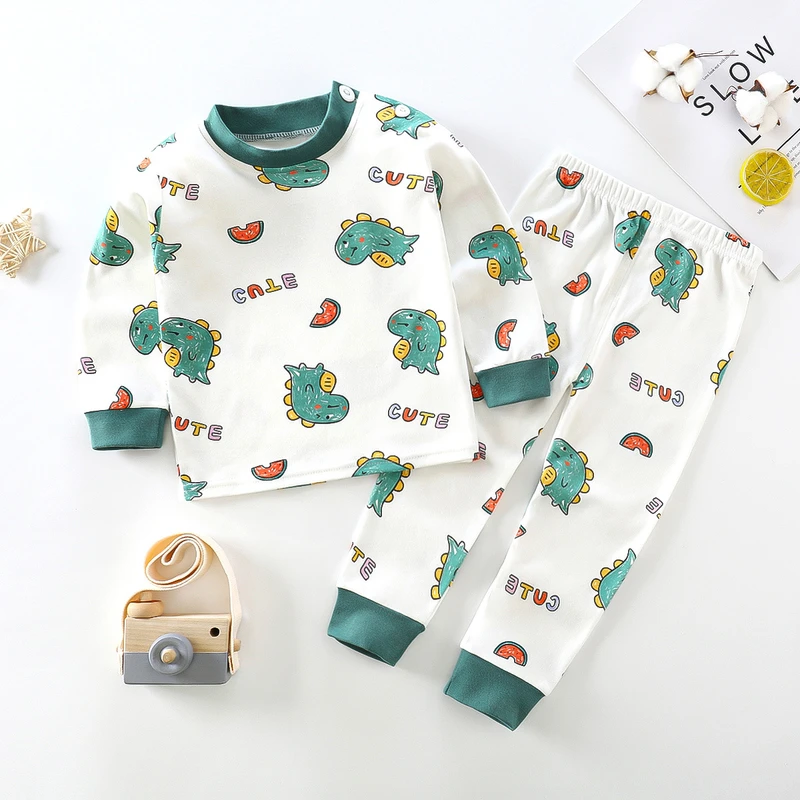CHINEE Baby Girls Boys Pajamas Soft Cotton Toddler Sleepwear Pajamas Long Sleeve Baby Outfits Cartoon Tops+Pants 2Pcs Set