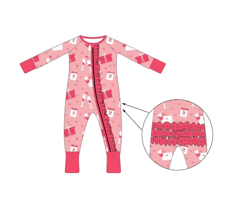 CHINEE-Baby-Girls-Ruffle-Bamboo-Zippy-Kids-Sleepwear-High-Quality-Little-Sleepy-Kids-Organic-Baby-Clothes