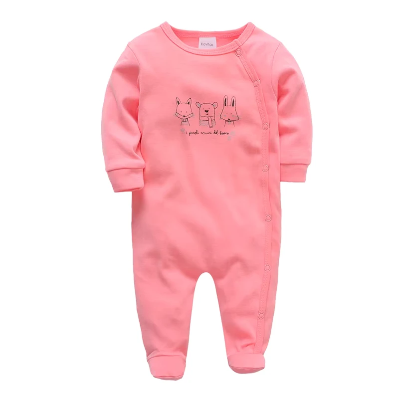 CHINEE Baby Jumpsuit Pajamas Pink Soft Custom Baby Cotton Sleepers Kids Baby Romper Button Pajamas Cartoon Print