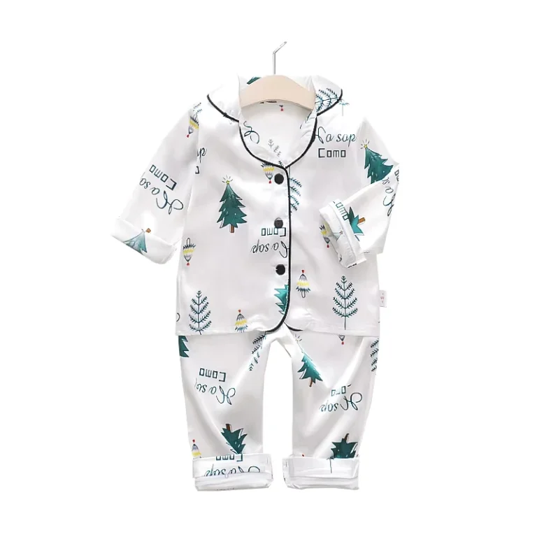 CHINEE-Baby-Pajamas-for-Spring-Autumn-1-4-Yrs-Kids-Silk-Cotton-Long-Sleeved-Button-Printed-Two-Piece-Cartoon-Breathable-Sleepwear