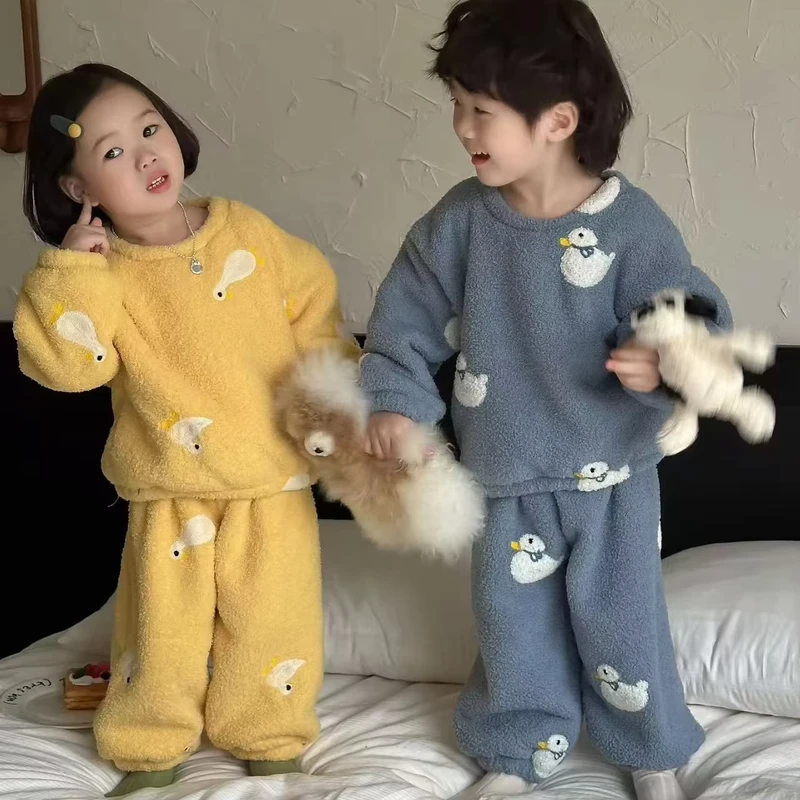 CHINEE Baby and Toddler Soft Warm Homewear Set for Boys and Girls Cute Cartoon style Baby Pajamas for Autumn and Winter