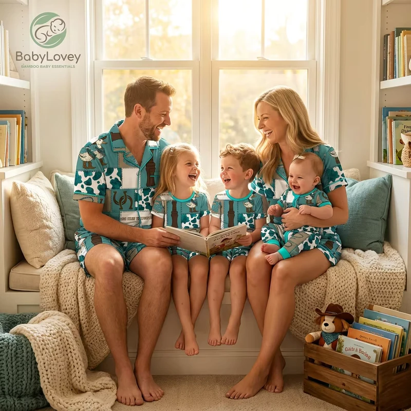 CHINEE Babylovey Affordable Bamboo Family Loungewear Set Custom Prints Pajamas for Family Matching Style