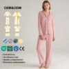 CHINEE Baifei Custom Two Piece Women's Sleepwear Set Long Sleeves Soft Bamboo Pajamas Solid Color Piping Pyjamas Women Sleepwear