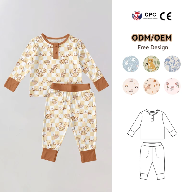 CHINEE Bamboo Fiber Pajamas Kids Boy Printing Bamboo Sleeper Infant Girls Clothing Set