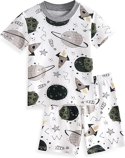 CHINEE Bamboo Fiber Toddler Baby Boy Pajamas Summer Short Sleeve Kids Clothes Snug Fit Pjs Set