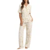 CHINEE Bamboo Knitted Floral Paisley Elegant Women's Pajama Set Comfortable Breathable Quick Dry Two Piece Elastic Waist Front Logo OEM