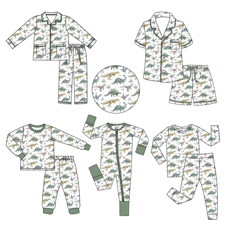 CHINEE-Bamboo-Print-Mommy-and-Me-Pajamas-Baby-Zipper-Romper-Family-Matching-Set
