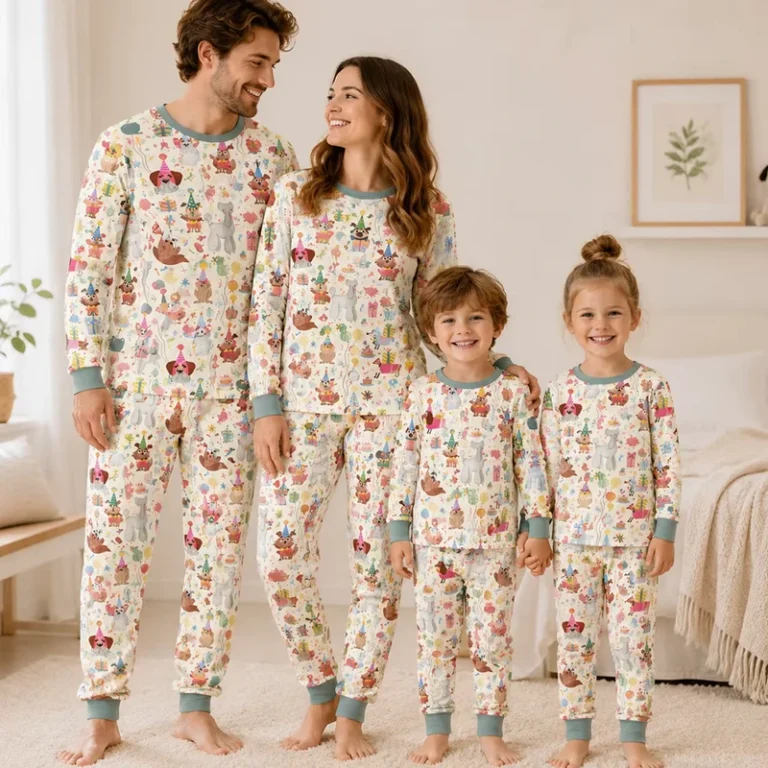 CHINEE-Bamboo-Spandex-Family-Matching-Pajamas-Cute-Dogs-Party-Printed-Sleepwear-Long-Sleeve-Loungewear-Pajamas-Set-Kids