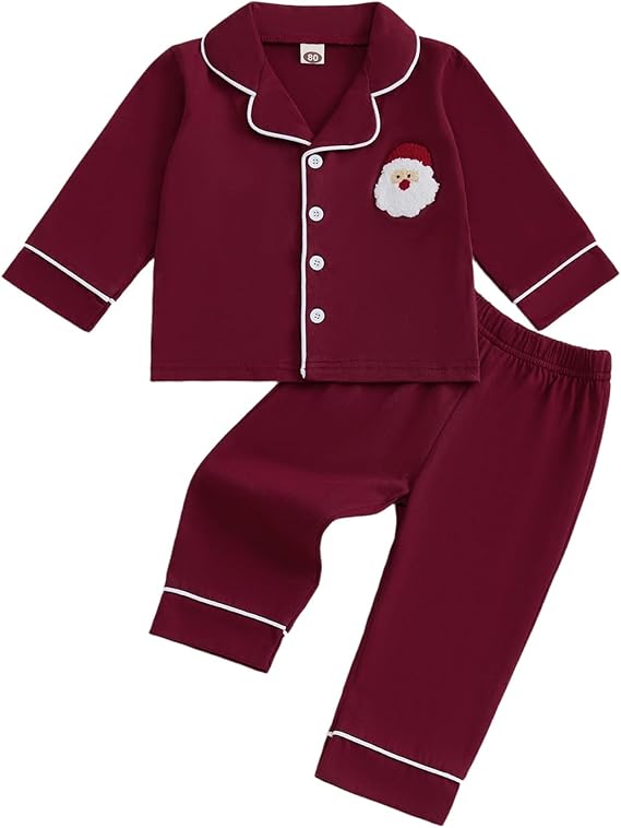 CHINEE Bamboo Toddler Baby Button Down Long Sleeve Pajamas Set Shirt and Pants Pjs Sleepwear