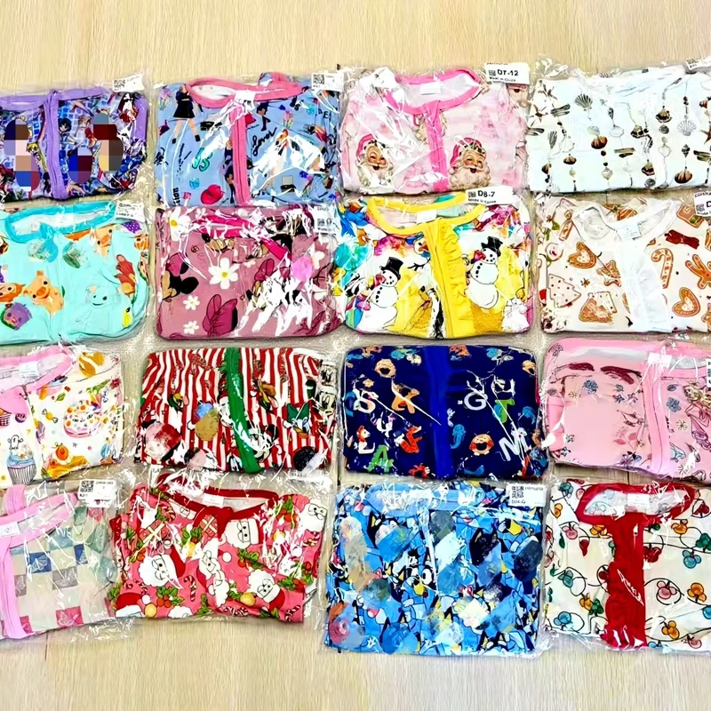 CHINEE Bamboo Zippy Pajama Mystery Box RTS Kids Sleepwear Baby Clothes Two-Way Zipper Custom Colors All Season