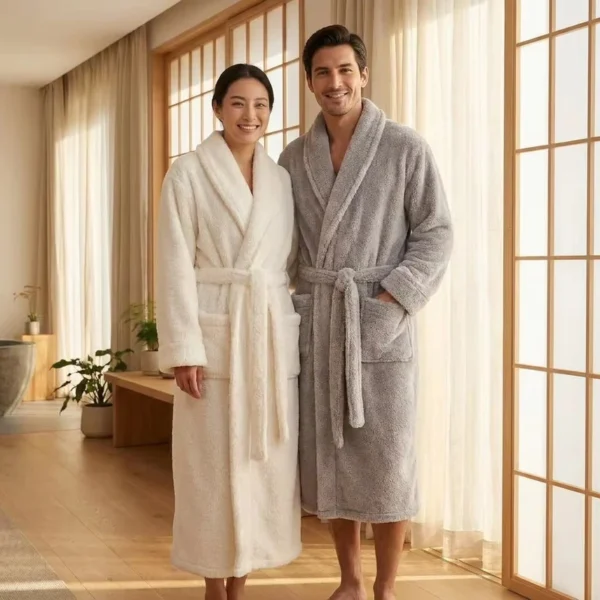 CHINEE Bathrobe Custom Logo Coral Fleece Luxury Winter Long Thickened OEM ODM Personalized Warm Morning Gown For Hotel Spa Brands