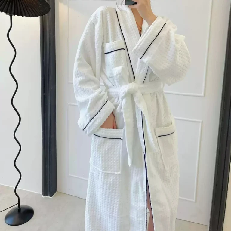 CHINEE Bathrobe Soft Thick Full Jacquard Fashion Design Woman Robes 100% Cotton Customized Color Shower Long Robes