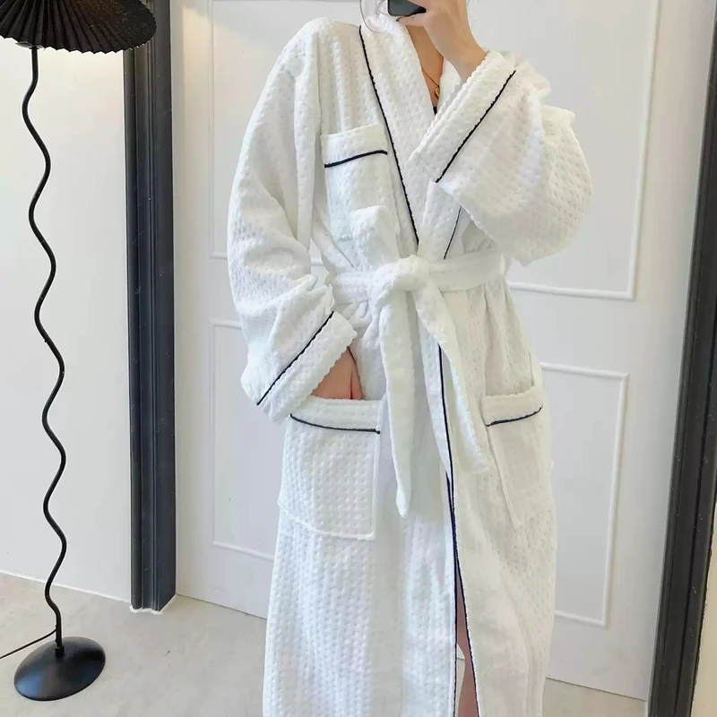 CHINEE Bathrobe Soft Thick Full Jacquard Fashion Design Woman Robes 100% Cotton Customized Color Shower Long Robes