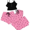 CHINEE Best selling Fashion Women's Casual Sleepwear With Suspender Two piece Set Sleepwear for Women's Pajamas Set