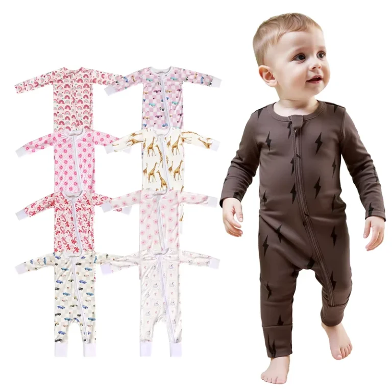 CHINEE-Better-Quality-Clothing-Manufacturer-Infant-Toddler-Bamboo-Pajamas-Crew-Neck-Baby-Rompers-Retro-Prints-Baby-Clothes