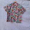 CHINEE Bold Floral Print Cotton Womens Short Sleeve Sleep Shirt Button Down Multicolor Soft Breathable Summer Nightwear Lounge Top