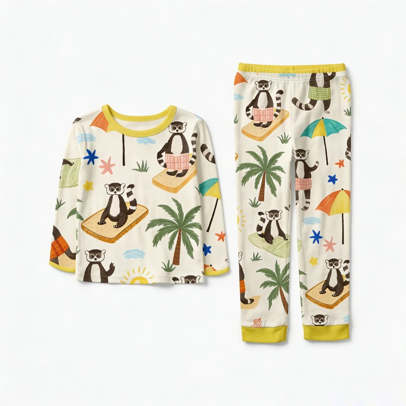 CHINEE Boys 12 Years Toddler Animal Print Soft Breathable Winter Knitted Long Sleeve T Shirt & Cotton Trousers Pajamas Set for Kids