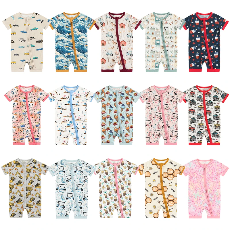 CHINEE Boys Girls Shorty Zippy Pajamas Sleepers Character Western Print Halloween Bamboo Shorties Baby S Mystery Box