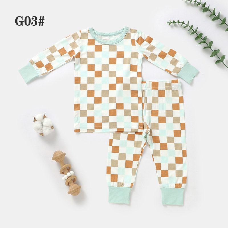 CHINEE Boys Girls Toddler Clothing Sets Bamboo Spandex Summer Cartoon Knitted Long Sleeves Homewear Child Kids Pajamas Set