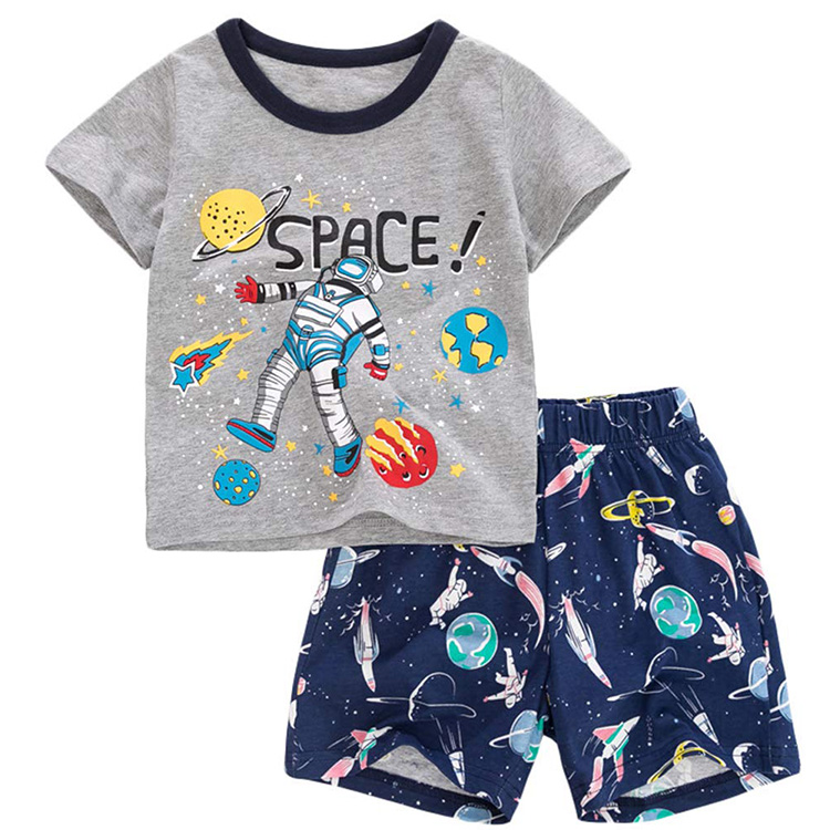 CHINEE Boys Pajamas 100% Cotton Toddler 2 Piece Short Sleeve Pjs Kids Summer Sleepwear Clothes Set