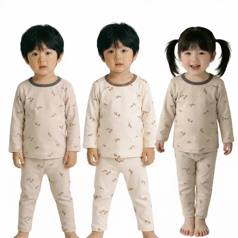 CHINEE Boys Toddler Printed Cotton Class a Pajama Set for Boys and Girls Baby Home Clothes Instagram Korean Style