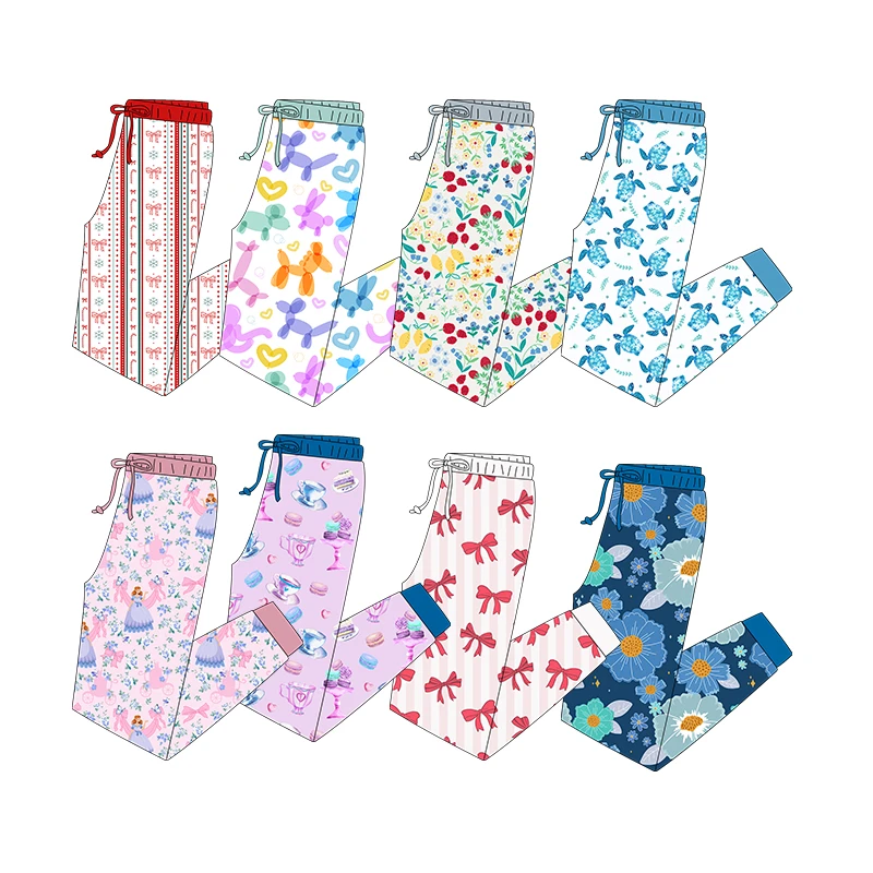 CHINEE Breathable Casual Style High Waist Loose Lounge Pajama Pants Custom Pattern Women's Casual Sleep Bamboo Jogger Pants
