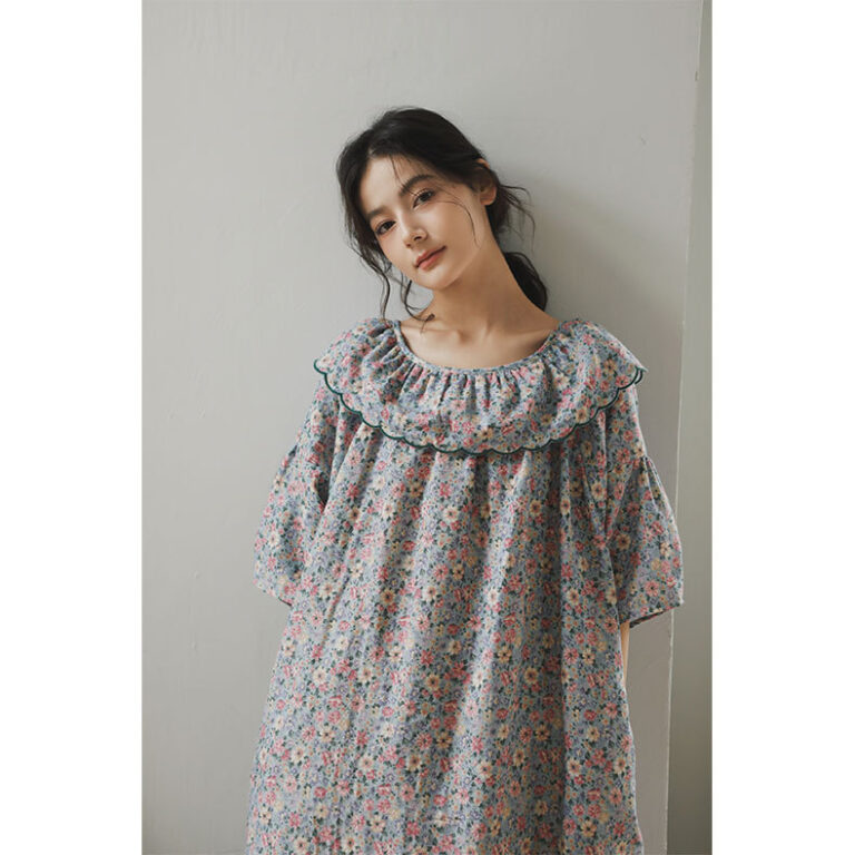 CHINEE-Breathable-Cotton-Pajama-Dress-Women-Sleepwear-Nightgown