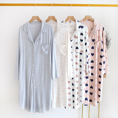 CHINEE Breathable Custom Printed Lady Sleep Wear Nightshirt Stylish Style Women Sleepwear Shirt Night Dress Pajamas