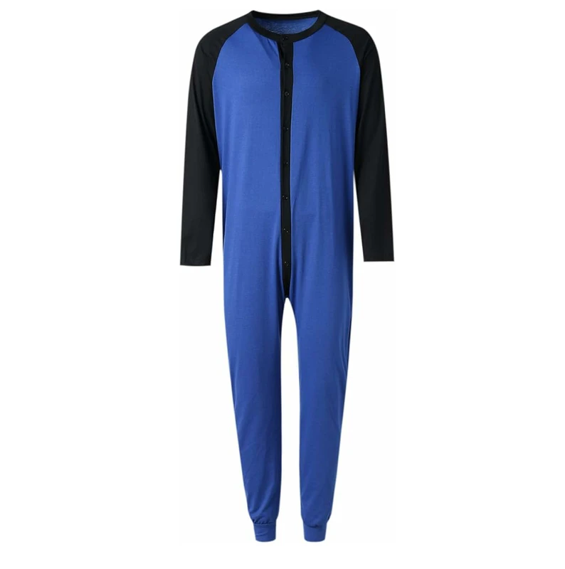 CHINEE Breathable Embroidered Fleece Men's Customizable Black and Blue Pajamas