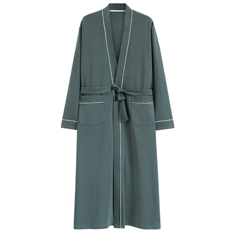 CHINEE Breathable Men Sleepwear Comfortable V Neck Long Sleeves Plus Size Custom Printed Cotton Robes With Pocket