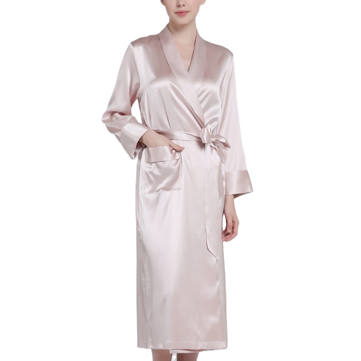 CHINEE Bridesmaid Sexy Long Sleeve Women Kimono 100% Satin Silk Robes
