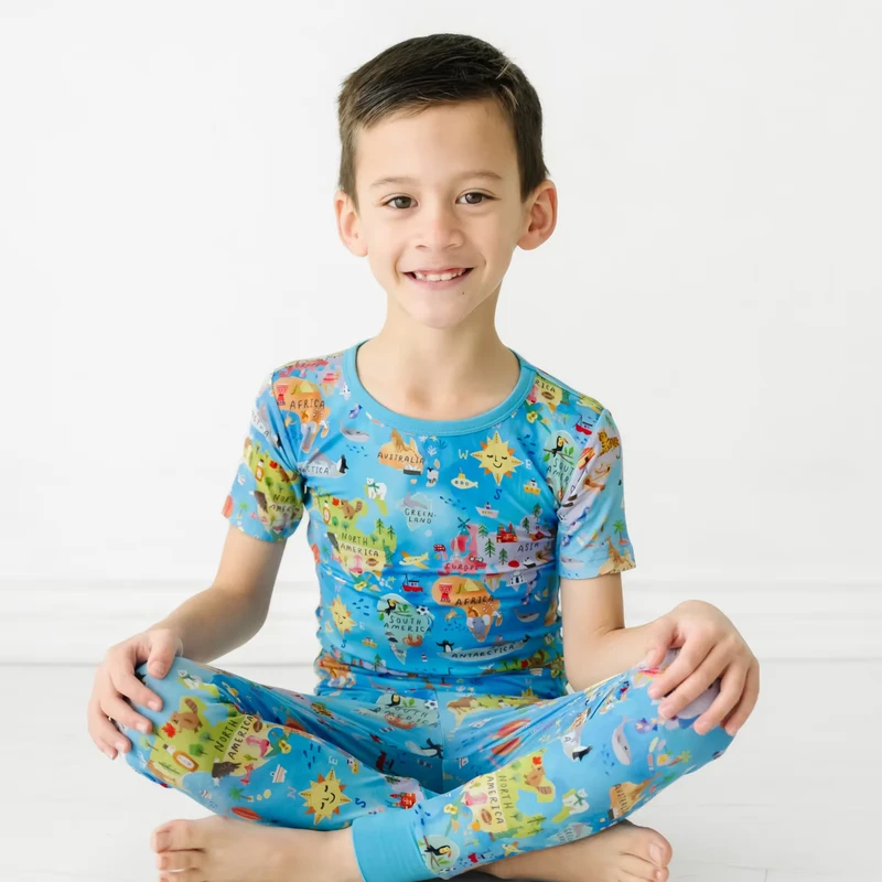 CHINEE Cartoon Design Custom Printed 2pcs Summer Kids Pajamas Soft Breathable Sleep Wear for Baby Boys OEM ODM From Bangladesh