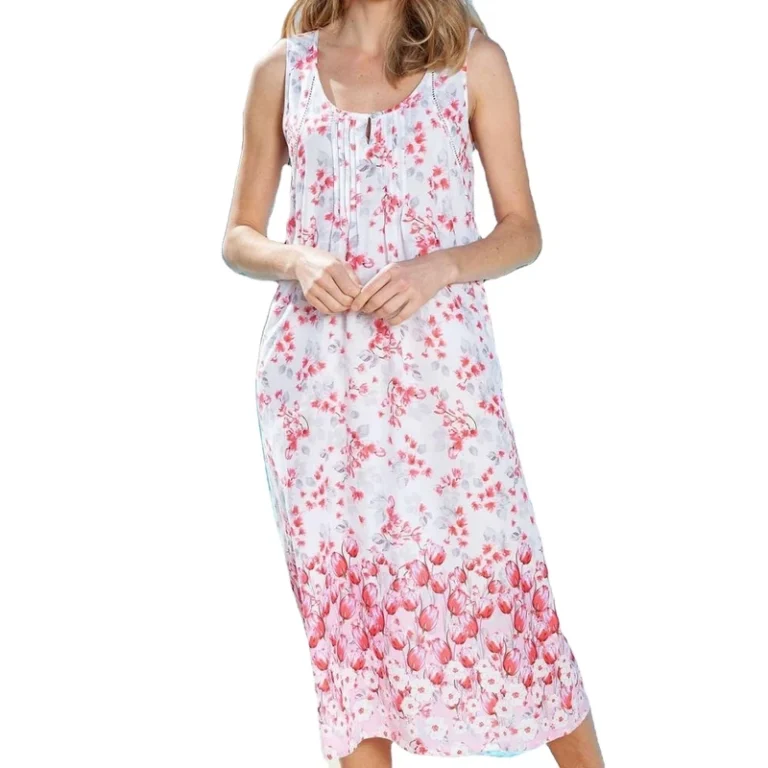 CHINEE-Casual-Breathable-Womens-Winter-Thermal-Pajamas-Nightgown-Floral-Printed-Full-Sleeve-Polyester-Spandex-Blend-Plus-Size