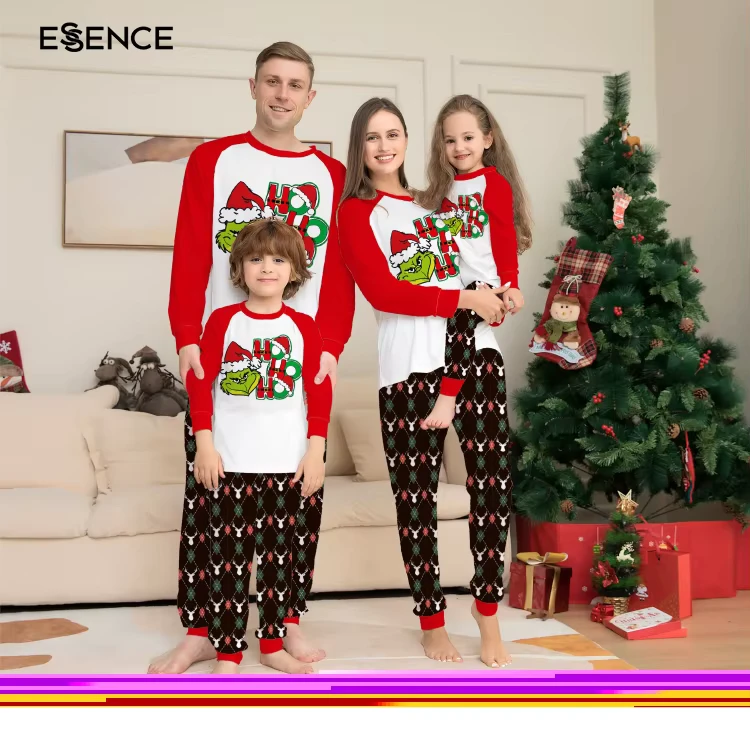 CHINEE Casual Home Wear Long Sleeve Onesie Cartoon Print Kids Baby Sleepwear Family Matching Christmas Pajamas