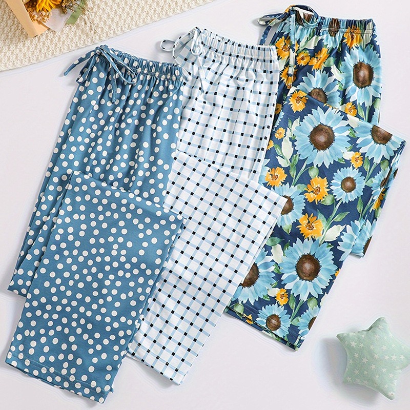 CHINEE Casual Home Wear Women Pants Packs Milk Wire Milk Silk Cool Sleep Bottom Soft Trousers Lady Pajamas Home Wear