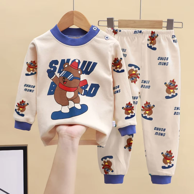 CHINEE Casual Long Sleeve Winter Autumn 100% Cotton Kids Pajamas 1 2 3 4 5 6 7 Years Baby Girls Boys Sleepwear for Kids Pjs Pyjamas