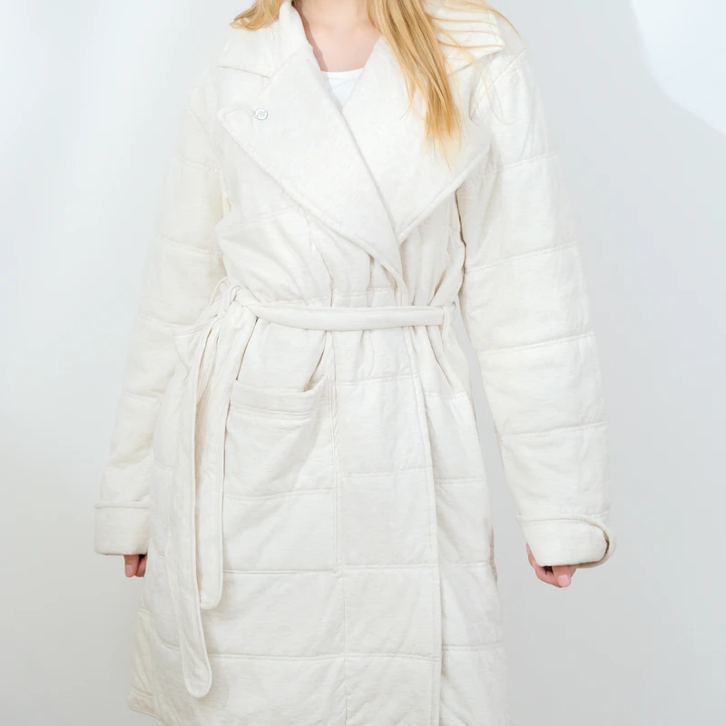 CHINEE Charcoal Color 30% off Luxury 100% Cotton Jersey with Filling Suit Collar Warm and Soft Bath Robe Pajamas