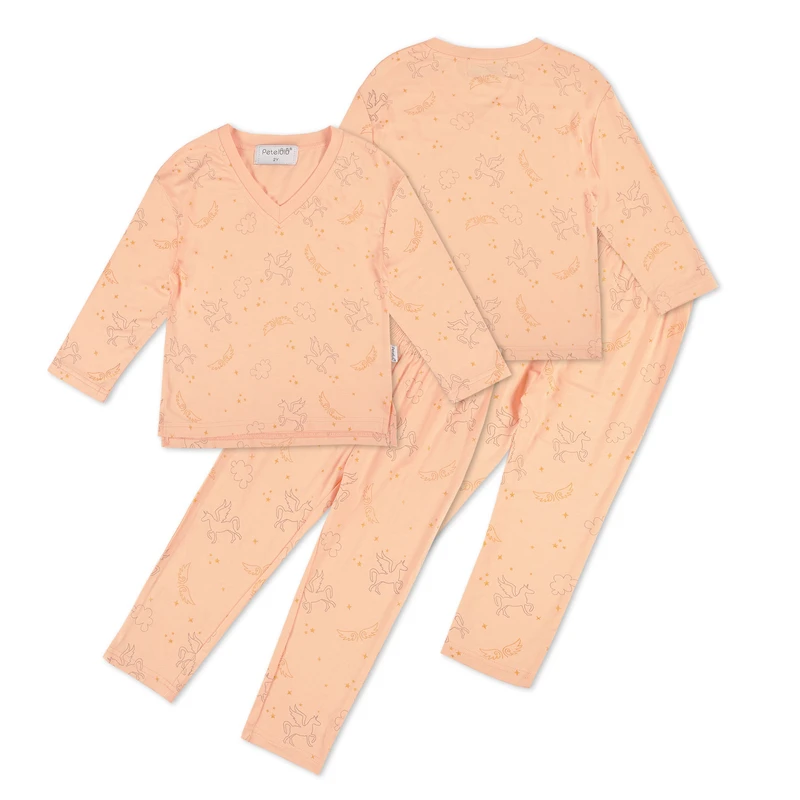 CHINEE Children Bamboo Pajama Set Cute Bamboo Sleepwear Kids Custom Kids Pajamas with logo Printed Fabric