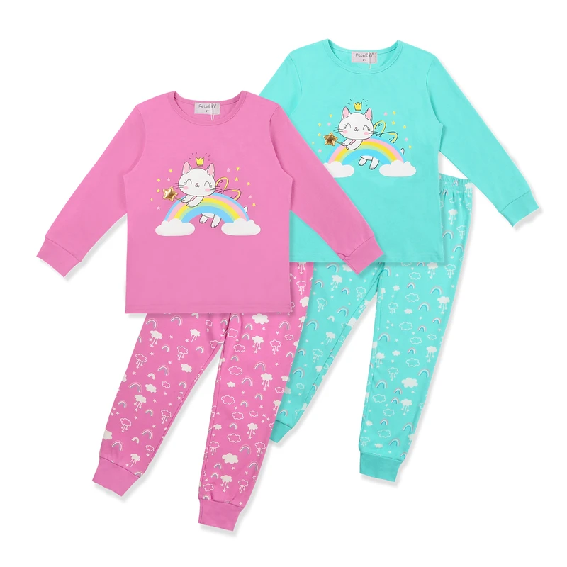 CHINEE Children Cartoon Pajamas Boy Girl Pajama Set Girls Blouses and Trousers 2pcs Sleepwear Cotton Kids Pyjamas Set 2 10y