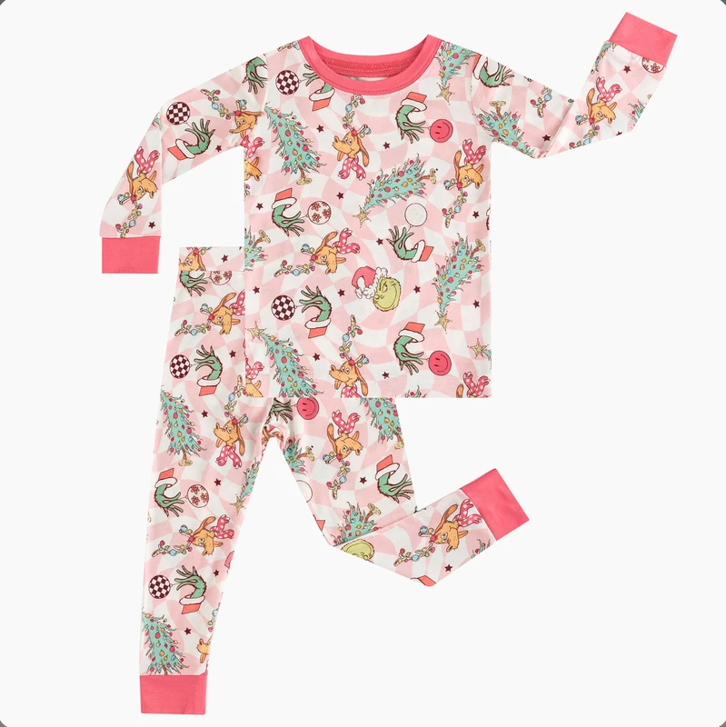 CHINEE Children Cotton Knit Pajamas Set Christmas Kids Pyjamas OEM ODM Long Sleeve Bamboo Baby Clothing Set