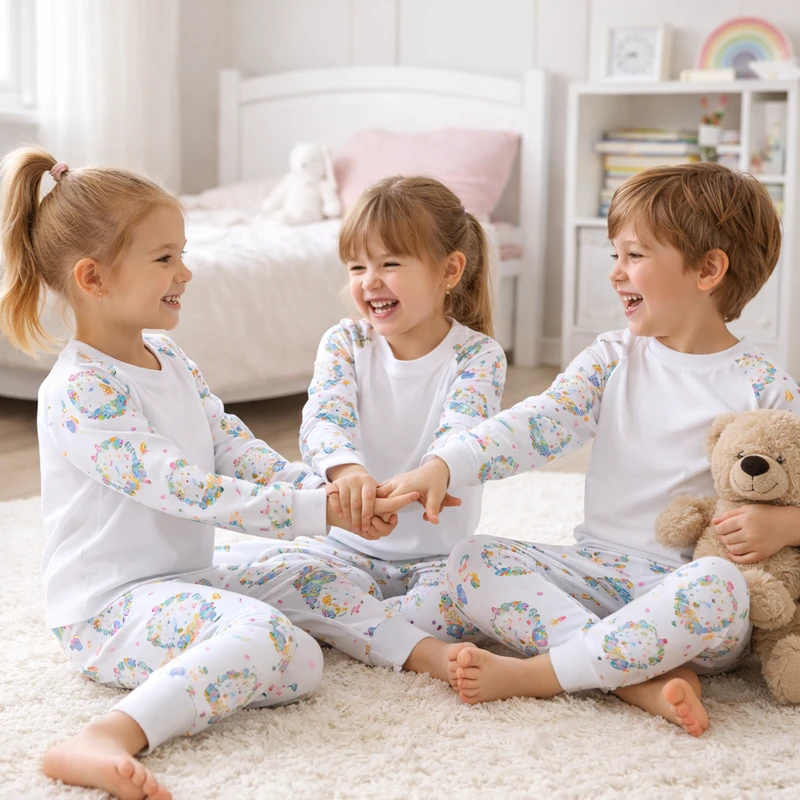 CHINEE Children Pajamas Set Custom Toddler Boys Girls Sleepwear Polyester Blank Sublimation Pajamas for Kids Kids Pajama Sets