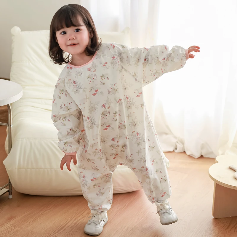 CHINEE Children's Anti dirty Waterproof Crawling Suit Full body One piece Coverall Outerwear Cartoon Pattern Infants Toddlers