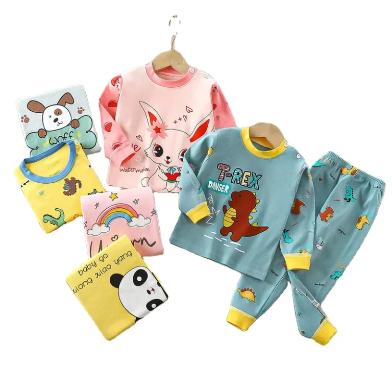 CHINEE-Childrens-Cartoon-Pattern-Underwear-Set-Pure-Cotton-Pajamas-for-Girls-Boys-Baby-Autumn-Pants-Homewear