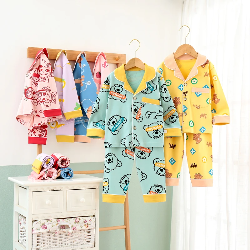 CHINEE Children's Casual Pajamas Sets for Babies Toddlers Girls 100% Cotton Soft Warm Moisture Wicking Home Wear All Seasons