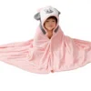 CHINEE Children's Coral Fleece Hooded Bathrobe Cloak for Baby Bathing Thickened Absorbent Embroidered Bathroom Robe