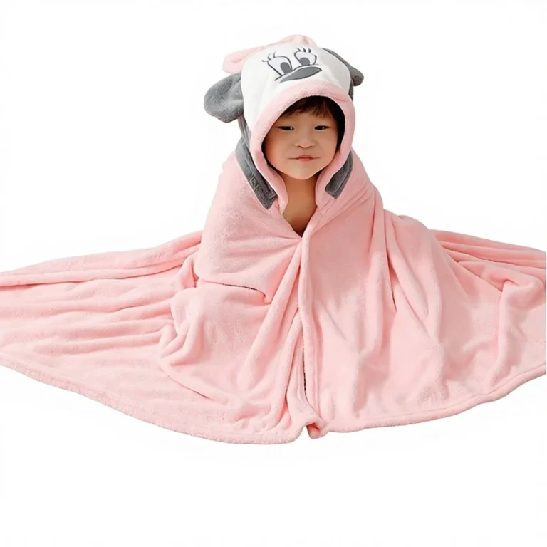 CHINEE Children's Coral Fleece Hooded Bathrobe Cloak for Baby Bathing Thickened Absorbent Embroidered Bathroom Robe