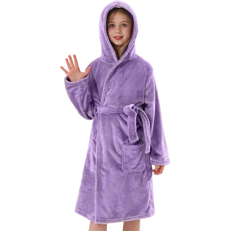 CHINEE-Childrens-Girls-Plaid-Fleece-Bathrobe-with-Hood-Breathable-Winter-Wear-for-Boys-Aged-3-14-Years-in-Sizes